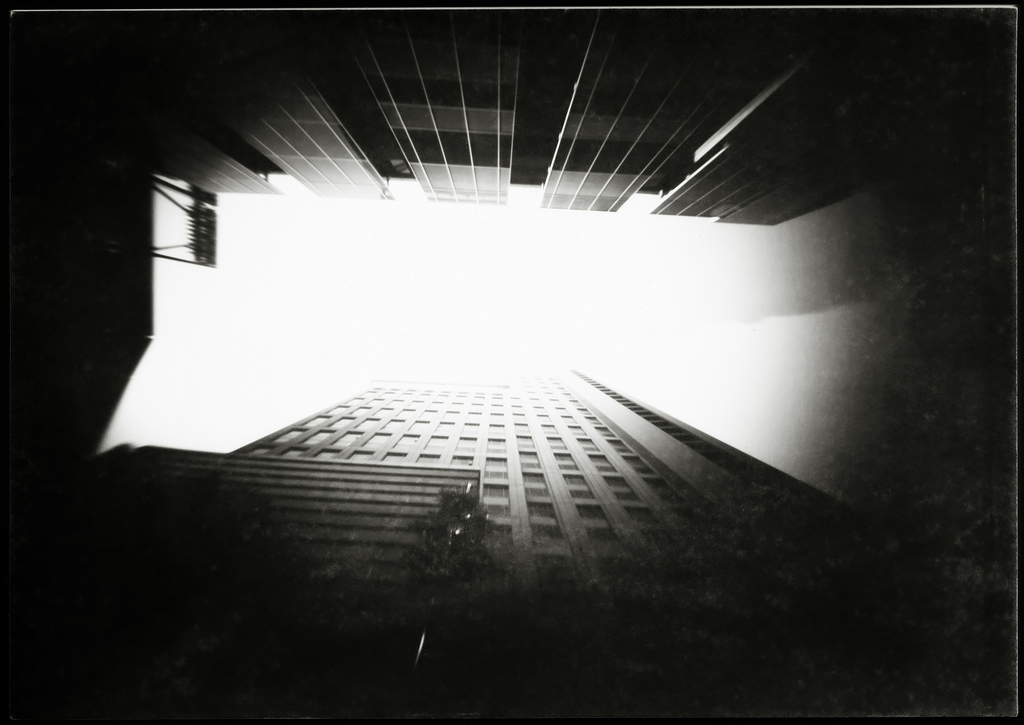 Wooden Cigar Box Pinhole photograph of the Omni Hotel in San Diego