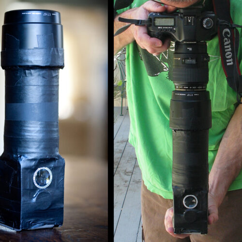 Chris Keeney illustrating his homemade Through the Viewfinder (TTV) DSLR camera filter