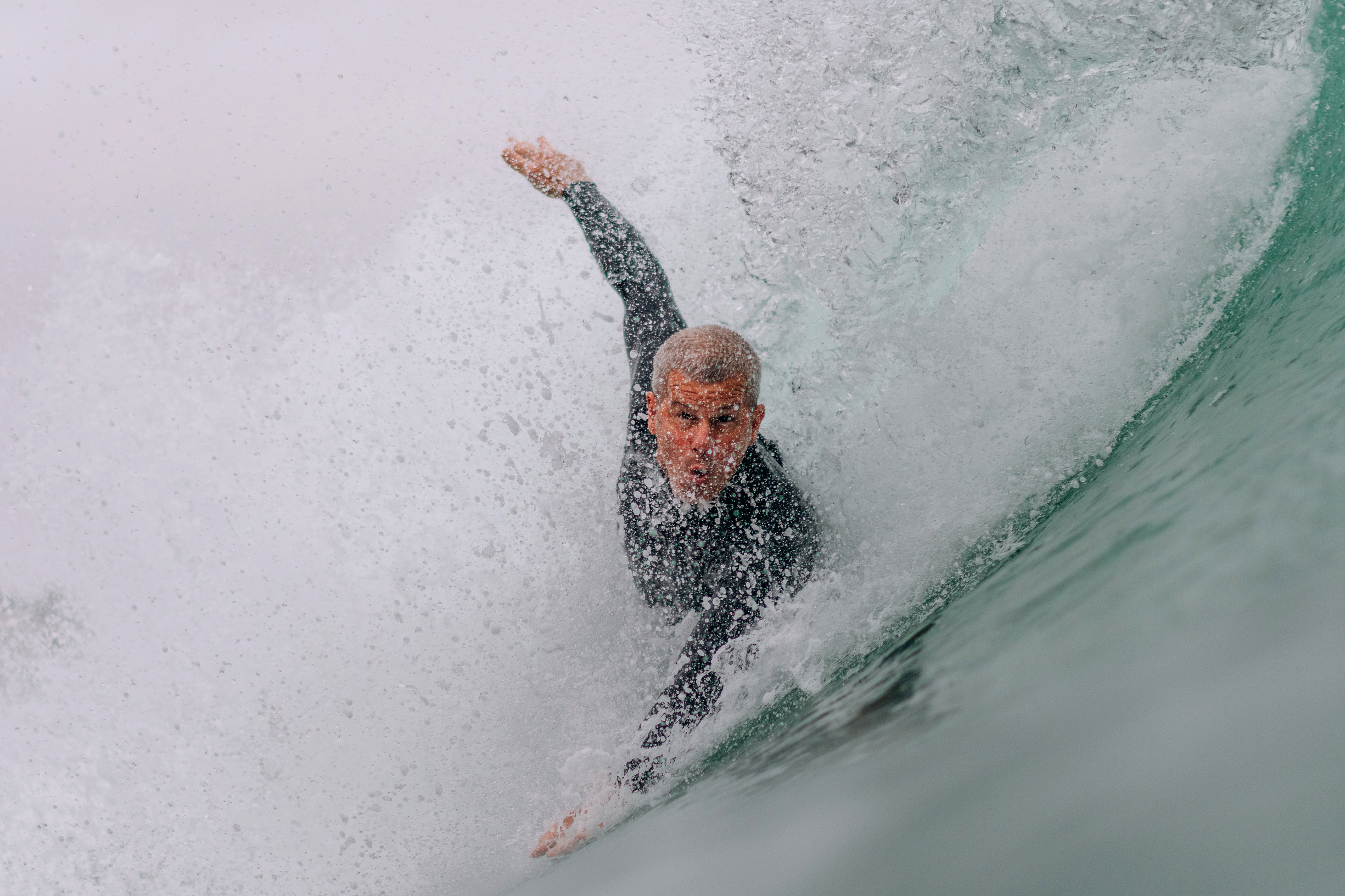 Chris Keeney bodysurfing at Blacks Beach California in 2023