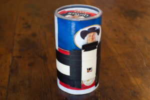 Quaker Oats pinhole camera with custom sliding paper shutter