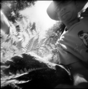 pinhole self portrait of San Diego photographer Chris Keeney photographed while hiking in Kauai Hawaii