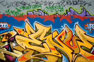 color photograph of a close up of some colorful graffiti art found in San Diego, California.