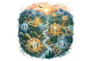 Humans and AI collaborate to create innovations that protect parks, wildlife, clean water, forests, and global natural treasures through sustainable stewardship.